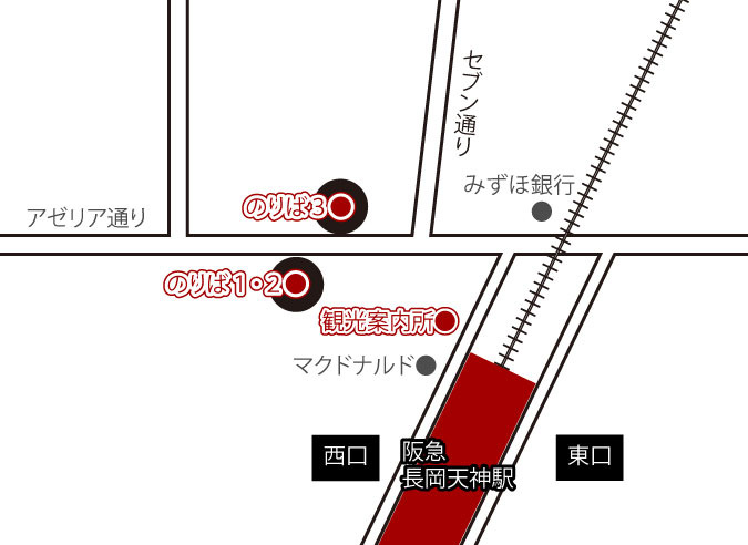 阪急駅前のバス停の地図