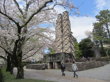 桜の花が満開の韮山反射炉