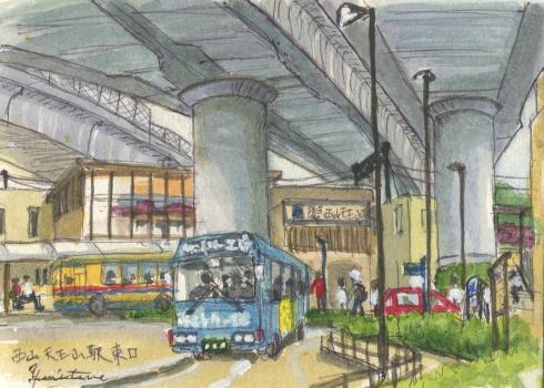 「西山天王山駅の賑い」の絵はがき画像