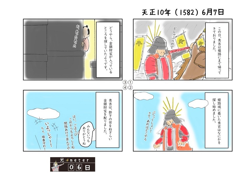 天正10年6月7日の四コマ漫画