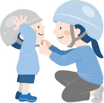 男の子が自分でヘルメットをかぶっているいらすと