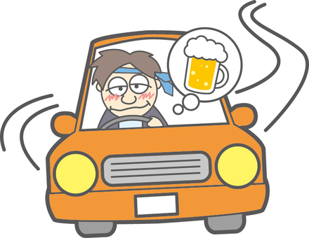 お酒を飲んだ状態で運転する男性