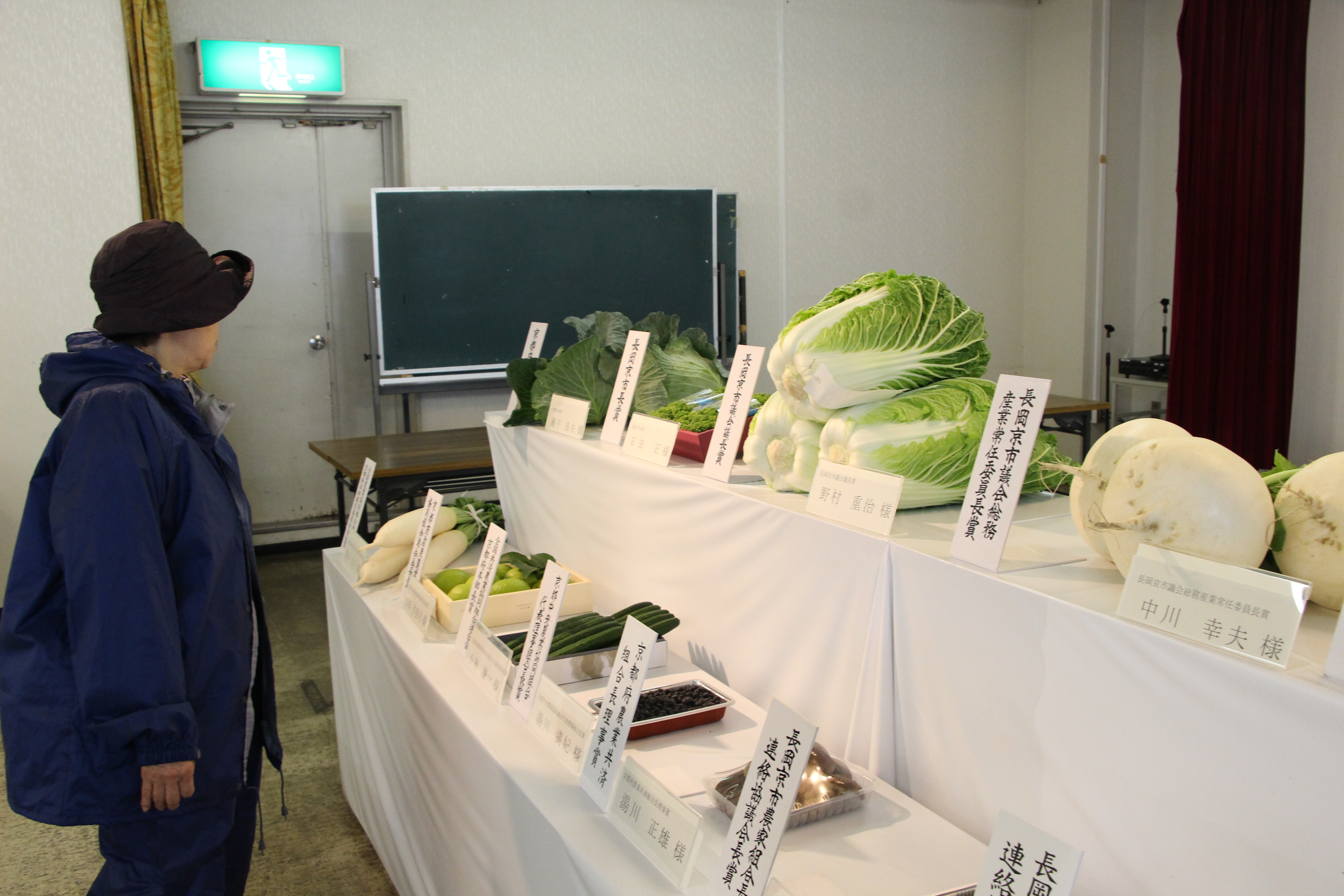 品評会出展野菜の展示
