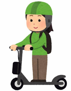 電動キックボードに乗る女性のイラスト