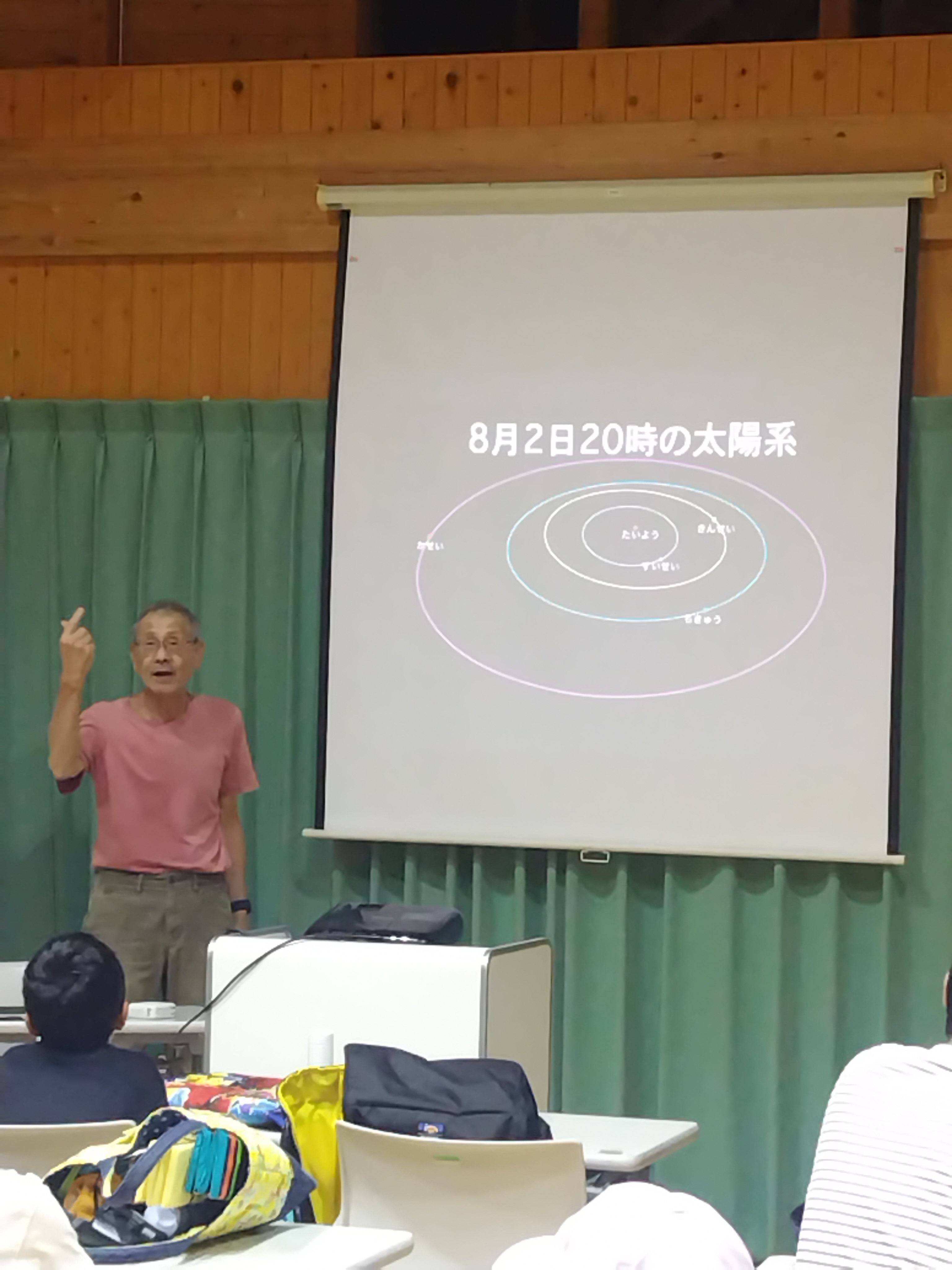 先生の話を聞いている写真